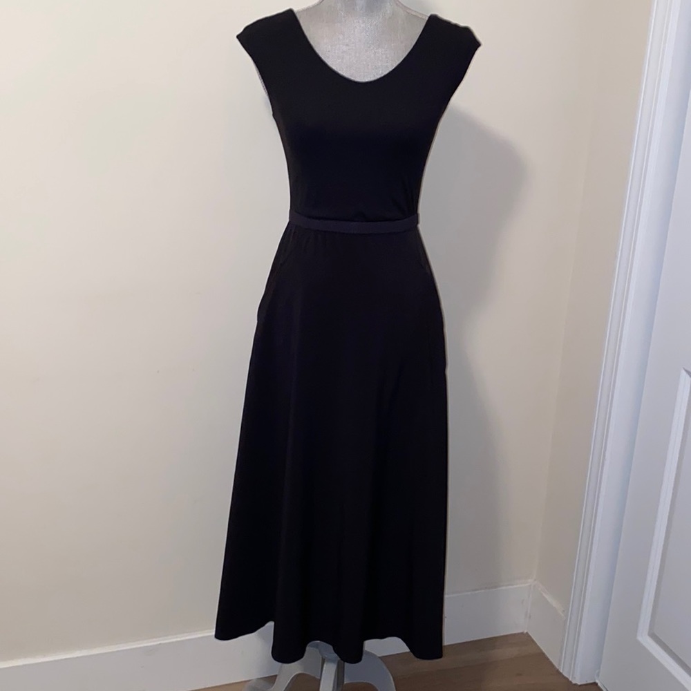 Athleta Cut Out Back Maxi Midi Dress Black Size XS
